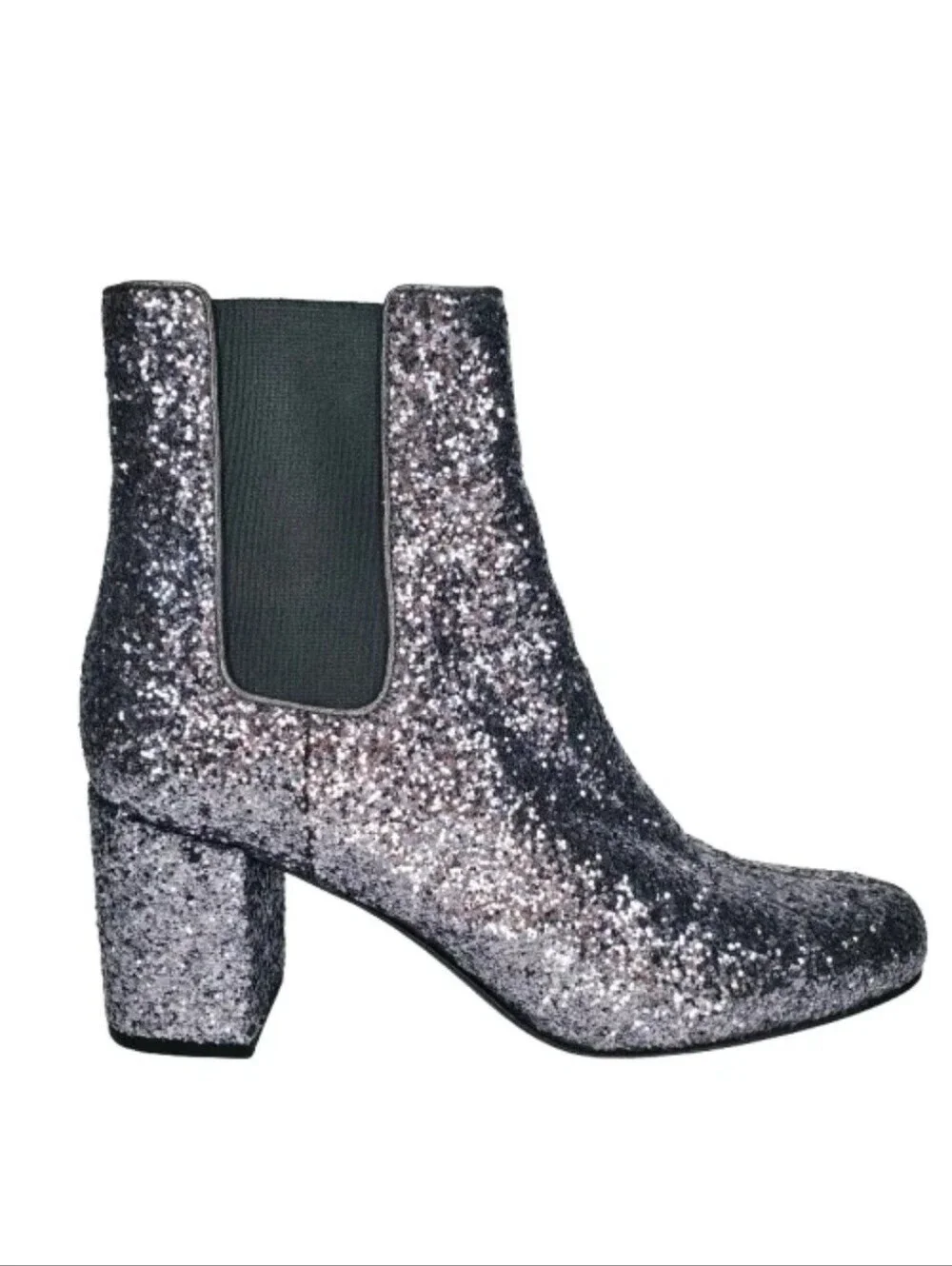 Saint Laurent Metallic Glitter Block Heel Ankle Booties